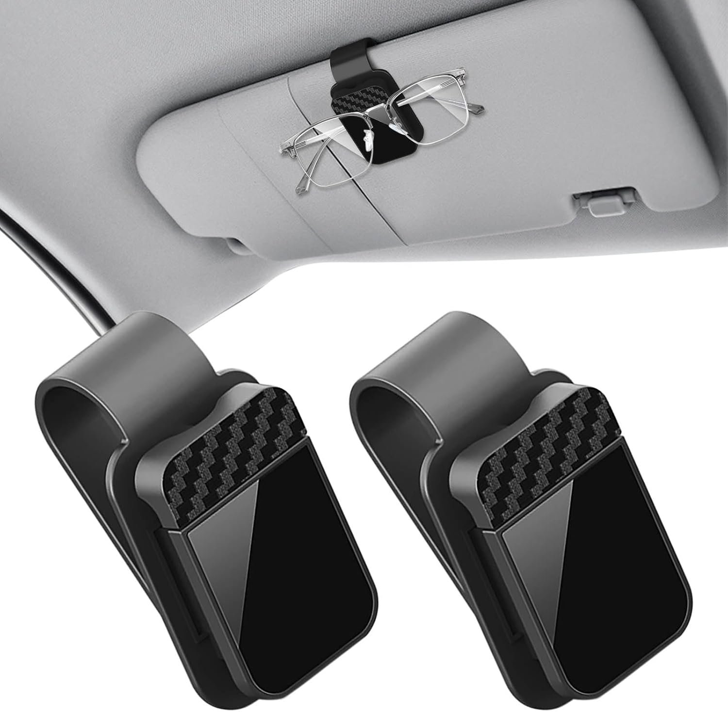 EasyHold Duo set met twee zwarte brillenhouders voor de autozonneklep
