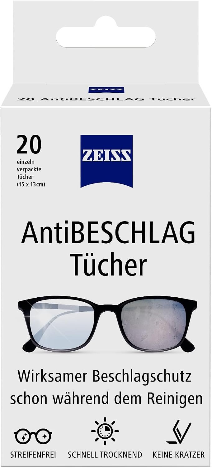 Verpakking ZEISS anti-condensdoekjes met 20 afzonderlijk verpakte doekjes
